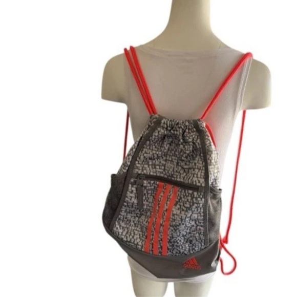 Adidas Alliance II Sackpack 3 Stripe Neon Pink/Gray/Silver String Backpack - Picture 10 of 11